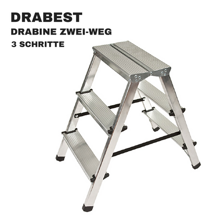 Drabina aluminiowa taboret dwustronna 2-elementowa 3 szczeble