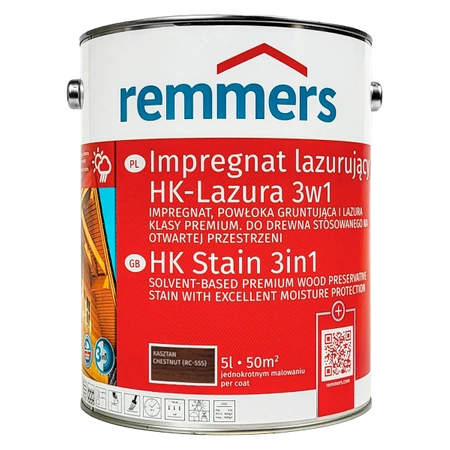 Remmers Aidol HK Lasur lazura ochronna do drewna 5 L - kasztan