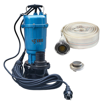 IBO Zestaw Pompa Magnum 2900 do ścieków i szamba z pływakiem 230V + Nasada fi 52 + Wąż strażacki 2" parciany 30 m
