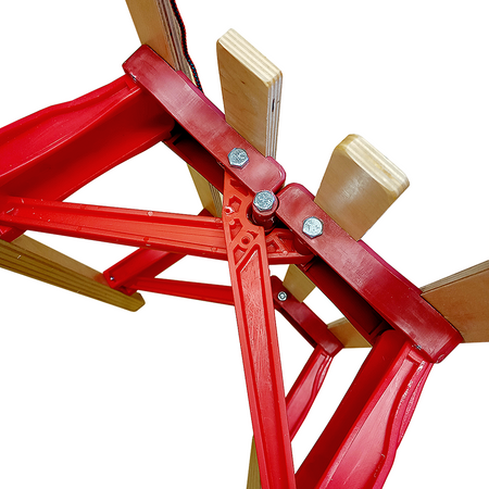 SKŁADANE DREWNIANE SANKI CZERWONE (uchwyt do ciągnięcia + linka) 