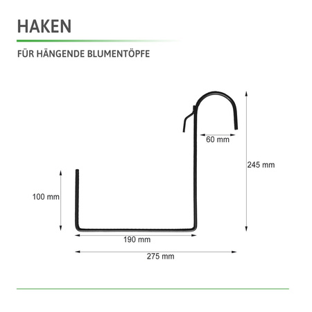 8x Hak wieszak na balustarde do doniczki DRTC500 / DRT500