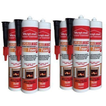 6 szt.  x USZCZELNIACZ WYSOKOTEMP. 1500 °C CZARNY WKRĘT-MET KLIMAS 310 ml