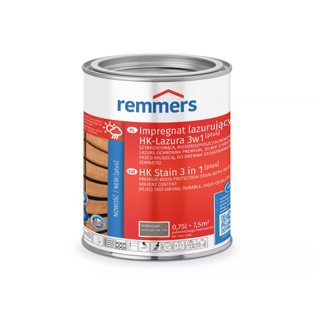 Remmers HK-Lazura 3w1 Plus Srebrnoszary 0,75 L – impregnat do drewna zewnętrznego