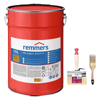Remmers HK-Lasur Plus 3w1 Sosna 10L + pędzle - gotowy zestaw do malowania