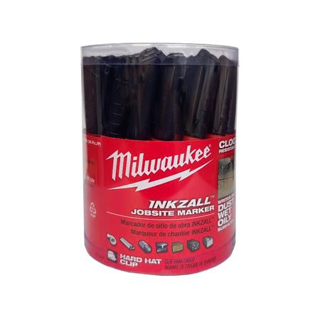 Milwaukee INKZALL™ Permanentmarker – 24 szt. czarnych markerów 1 mm