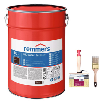 Remmers HK-Lasur Plus 3w1 Teak 10L + pędzle gotowy zestaw do malowania