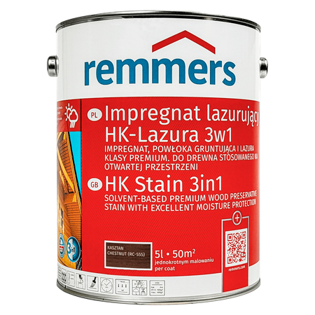 Remmers HK Lasur 5 L Kasztan – Impregnat 3w1 do drewna