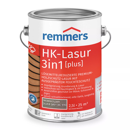 REMMERS HK-LAZURA 3w1 PLUS impregnat do drewna zewnętrznego 2,5 L – Srebrnoszary