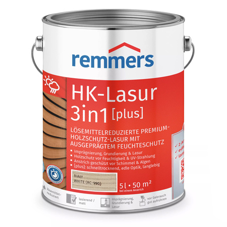 Remmers HK-Lazura 3w1 Plus Biały 5 L – impregnat do drewna zewnętrznego