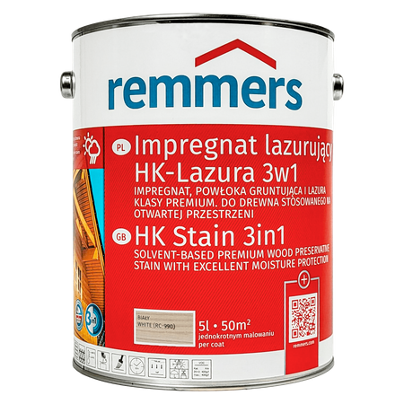 Remmers HK Lasur 5 L Biały – Impregnat 3w1 do drewna