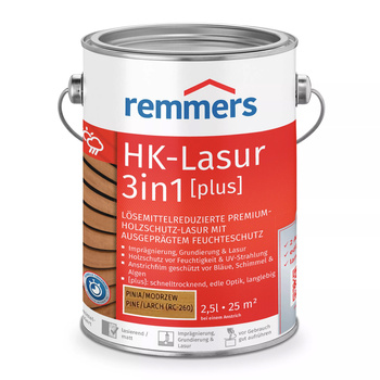 REMMERS HK-LAZURA 3w1 PLUS impregnat do drewna zewnętrznego 2,5 L – Pinia/Modrzew