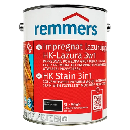 Remmers Aidol HK Lasur lazura ochronna do drewna 5 L - heban