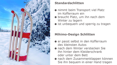 SKŁADANE DREWNIANE SANKI CZERWONE (uchwyt do ciągnięcia + linka) 