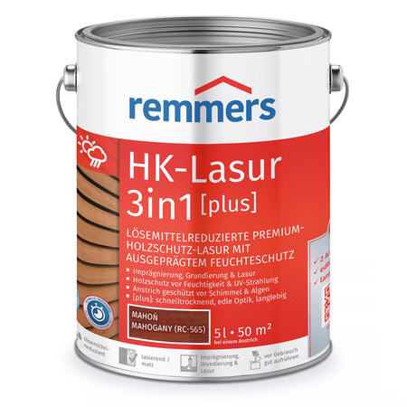 REMMERS HK-LAZURA 3w1 PLUS impregnat do drewna zewnętrznego 5 L – Mahoń