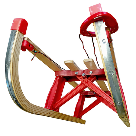 SKŁADANE DREWNIANE SANKI CZERWONE (uchwyt do ciągnięcia + linka) 