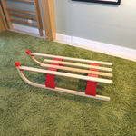 SKŁADANE DREWNIANE SANKI CZERWONE (uchwyt do ciągnięcia + linka) 