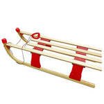 SKŁADANE DREWNIANE SANKI CZERWONE (uchwyt do ciągnięcia + linka) 