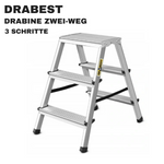 Drabina aluminiowa taboret dwustronna 2-elementowa 3 szczeble