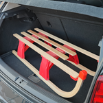 SKŁADANE DREWNIANE SANKI CZERWONE (uchwyt do ciągnięcia + linka) 