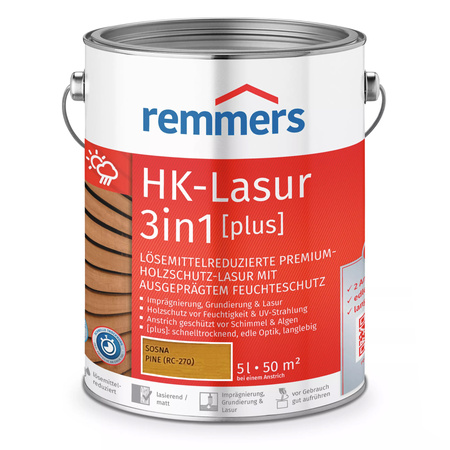 REMMERS HK-LAZURA 3w1 PLUS impregnat do drewna zewnętrznego 5 L – Sosna