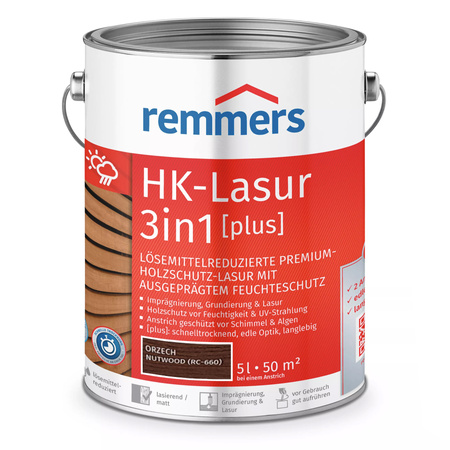 REMMERS HK-LAZURA 3w1 PLUS impregnat do drewna zewnętrznego 5 L – Pinia/Modrzew