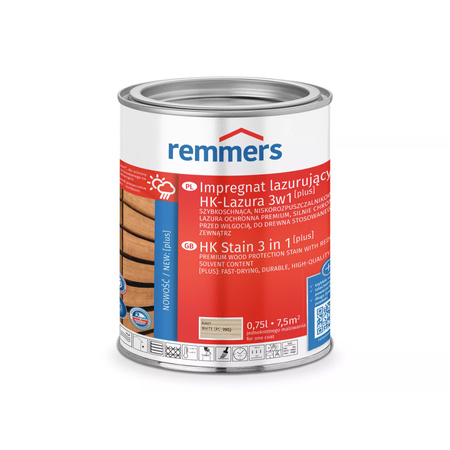 Remmers HK-Lazura 3w1 Plus Biały 0,75 L – impregnat do drewna zewnętrznego