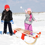 SKŁADANE DREWNIANE SANKI CZERWONE (uchwyt do ciągnięcia + linka) 
