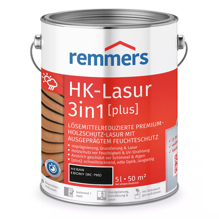 REMMERS HK-LAZURA 3w1 PLUS impregnat do drewna zewnętrznego 5 L – Heban