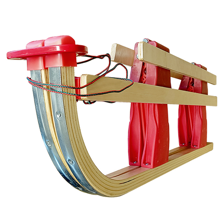 SKŁADANE DREWNIANE SANKI CZERWONE (uchwyt do ciągnięcia + linka) 