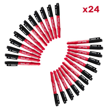 Milwaukee INKZALL™ Permanentmarker – 24 szt. czarnych markerów 1 mm