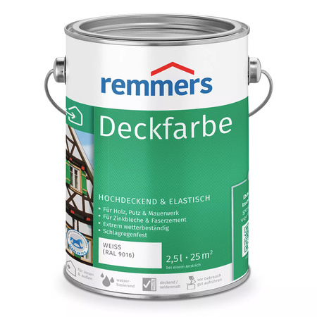 Remmers Deckfarbe 2,5 L Biały Farba silnie kryjąca  | 3600  (RAL 9016)